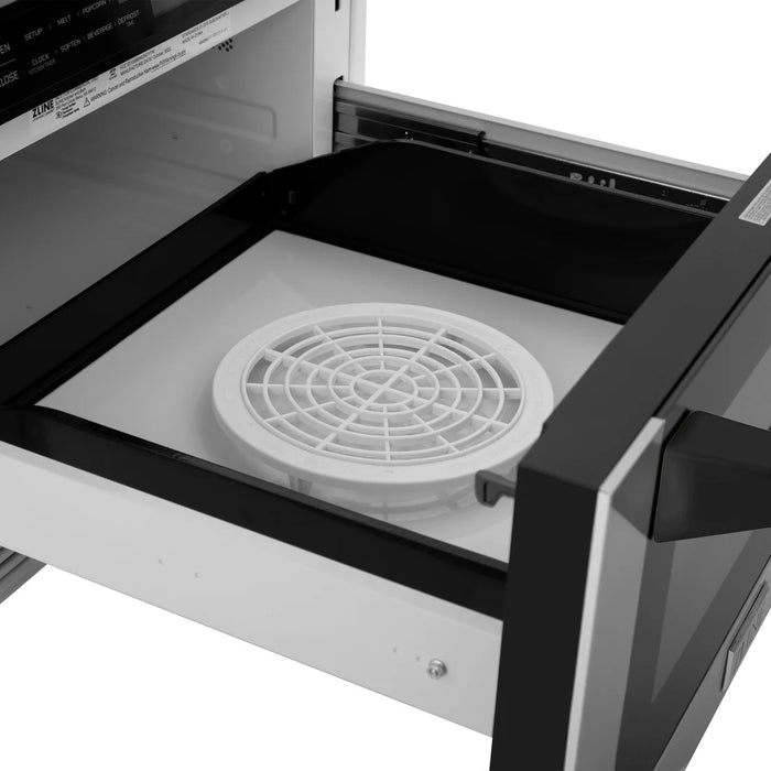 ZLINE MWDZ-1-H-MB 24 in Built-In Microwave Drawer, 1.2 Cu. Ft., Stainless Steel, Matte Black Accents