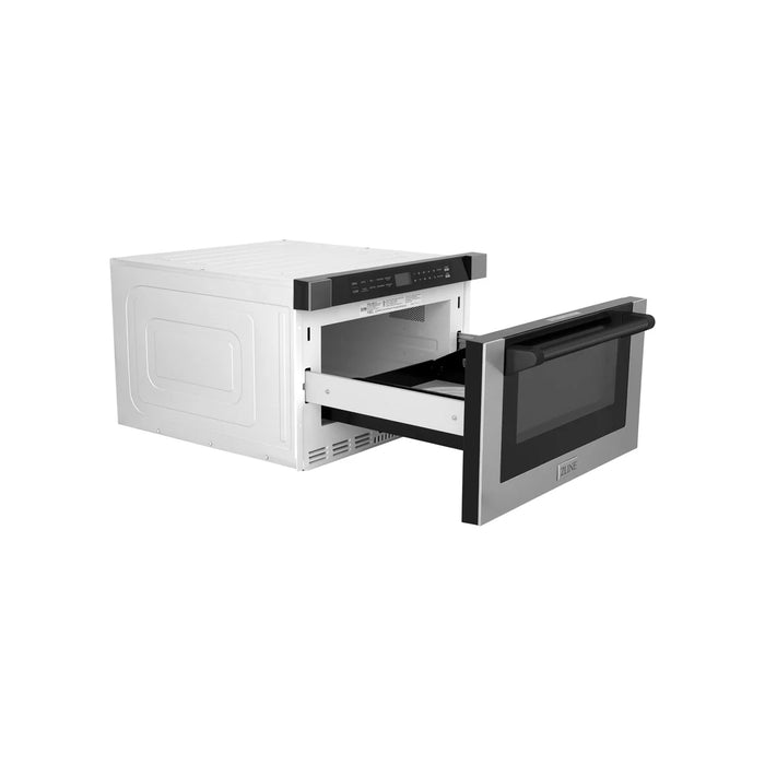 ZLINE MWDZ-1-H-MB 24 in Built-In Microwave Drawer, 1.2 Cu. Ft., Stainless Steel, Matte Black Accents