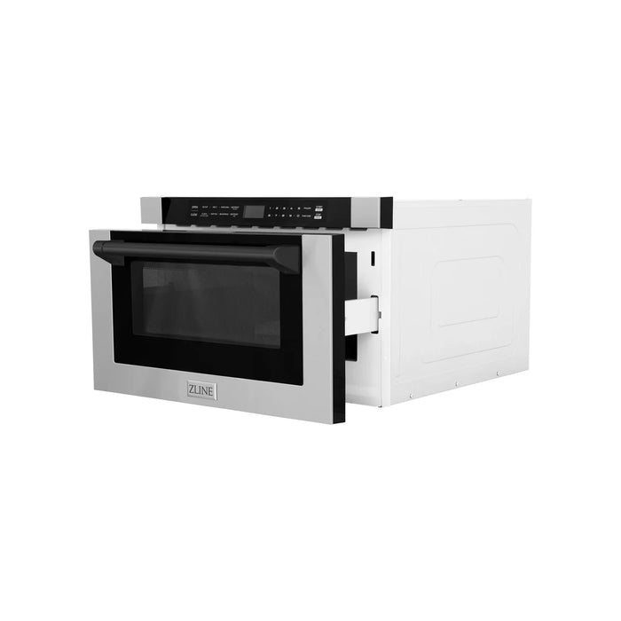 ZLINE MWDZ-1-H-MB 24 in Built-In Microwave Drawer, 1.2 Cu. Ft., Stainless Steel, Matte Black Accents
