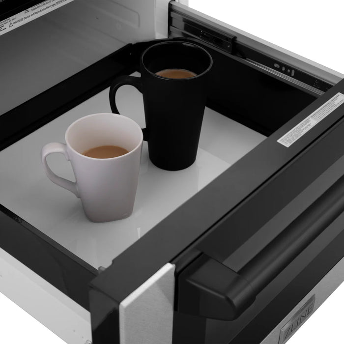 ZLINE MWDZ-1-SS-H-MB 24 in Built-In Microwave Drawer, 1.2 Cu. Ft., Fingerprint Resistant Stainless Steel, Matte Black Accents