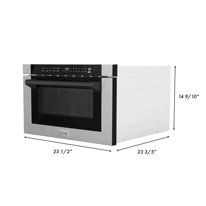 ZLINE MWDZ-1-SS-H-MB 24 in Built-In Microwave Drawer, 1.2 Cu. Ft., Fingerprint Resistant Stainless Steel, Matte Black Accents