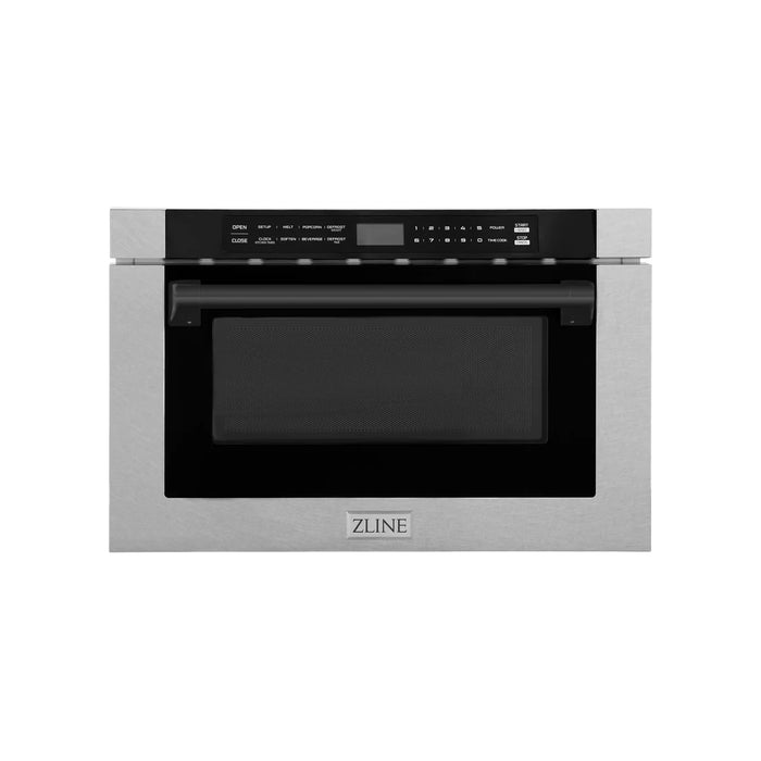 ZLINE MWDZ-1-SS-H-MB 24 in Built-In Microwave Drawer, 1.2 Cu. Ft., Fingerprint Resistant Stainless Steel, Matte Black Accents