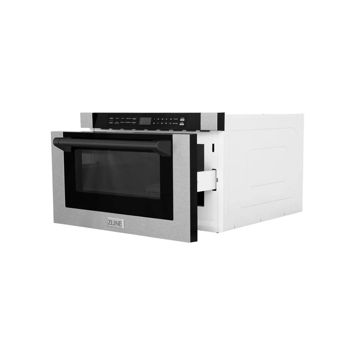 ZLINE MWDZ-1-SS-H-MB 24 in Built-In Microwave Drawer, 1.2 Cu. Ft., Fingerprint Resistant Stainless Steel, Matte Black Accents