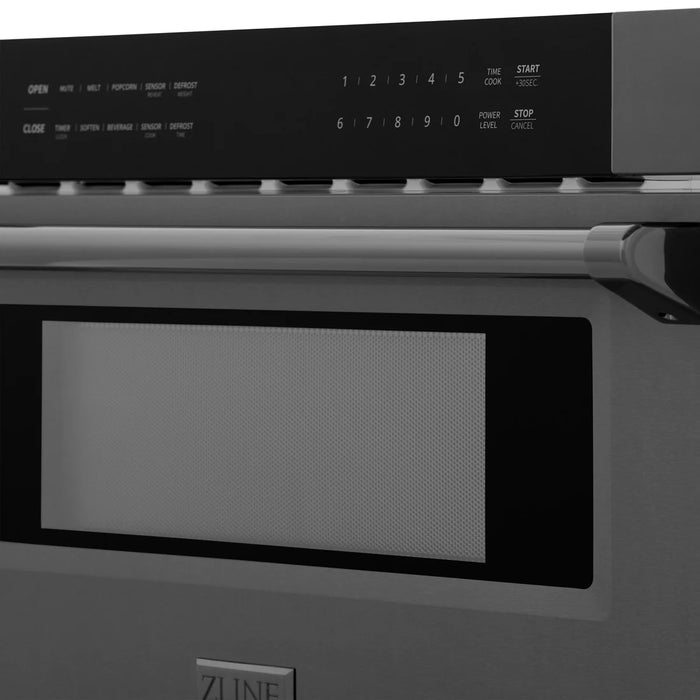 ZLINE MWD-30-BS 30 in Built-In Microwave Drawer, 1.2 Cu. Ft., Black Stainless Steel