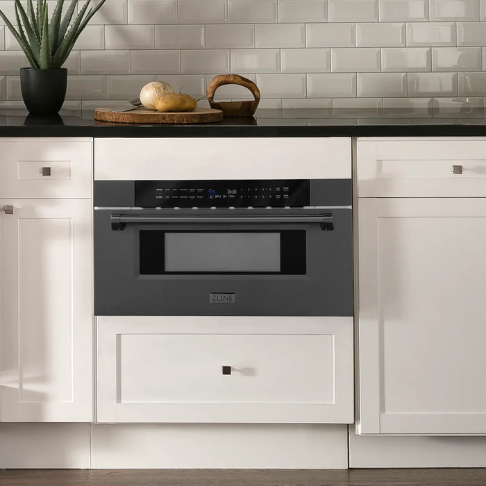ZLINE MWD-30-BS 30 in Built-In Microwave Drawer, 1.2 Cu. Ft., Black Stainless Steel