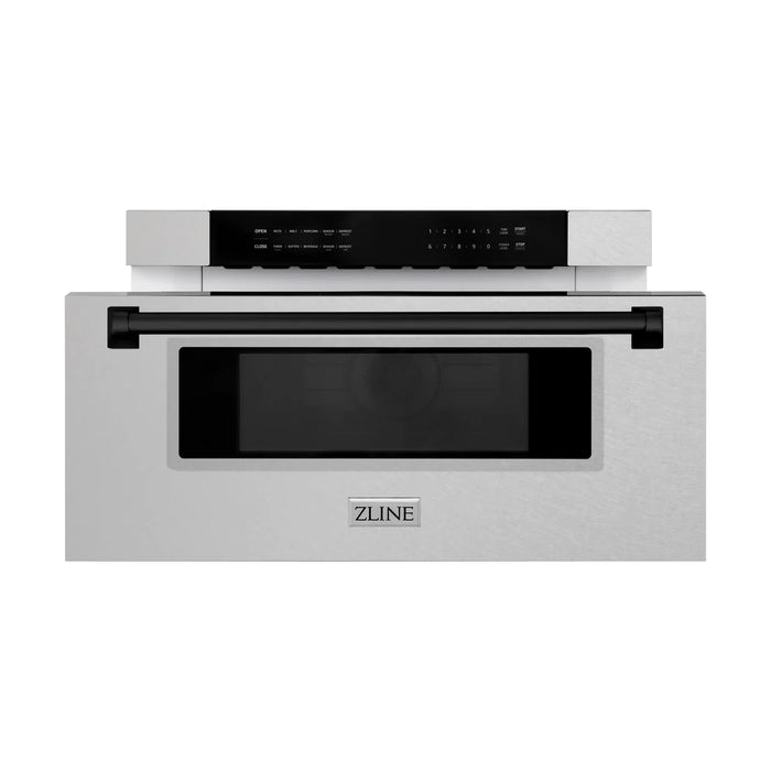 ZLINE MWDZ-30-SS-MB 30 in Built-In Microwave Drawer, 1.2 Cu. Ft., Fingerprint Resistant Stainless Steel, Matte Black Accents