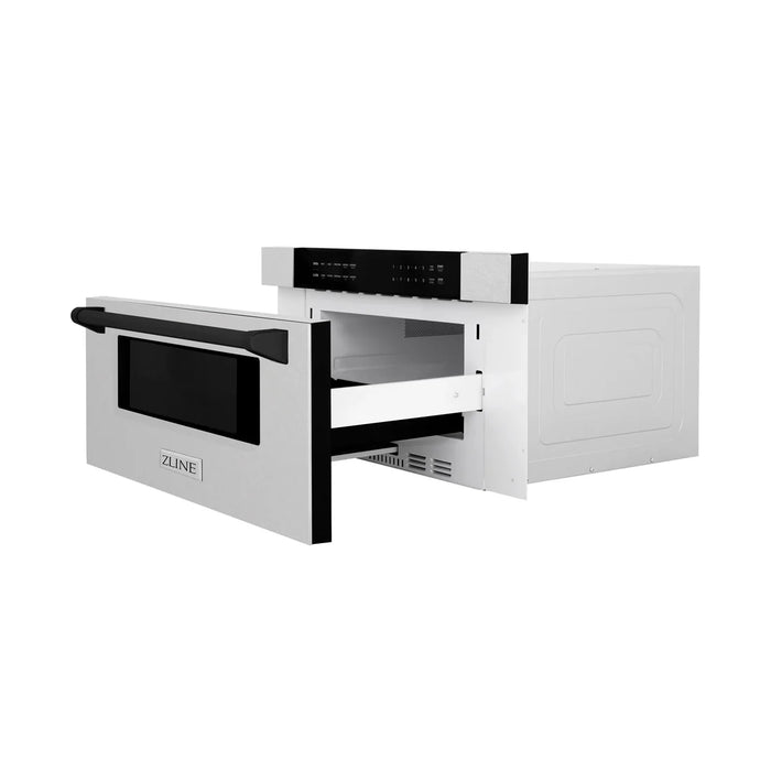 ZLINE MWDZ-30-SS-MB 30 in Built-In Microwave Drawer, 1.2 Cu. Ft., Fingerprint Resistant Stainless Steel, Matte Black Accents