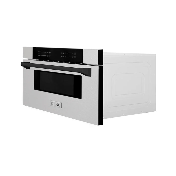 ZLINE MWDZ-30-SS-MB 30 in Built-In Microwave Drawer, 1.2 Cu. Ft., Fingerprint Resistant Stainless Steel, Matte Black Accents