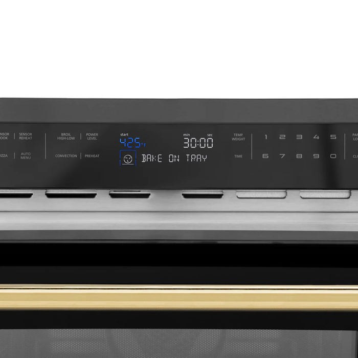 ZLINE MWOZ-24-BS-G Autograph Edition 24 in Built-In Convection Microwave Oven, 1.6 cu ft, Black Stainless Steel with Polished Gold Accents