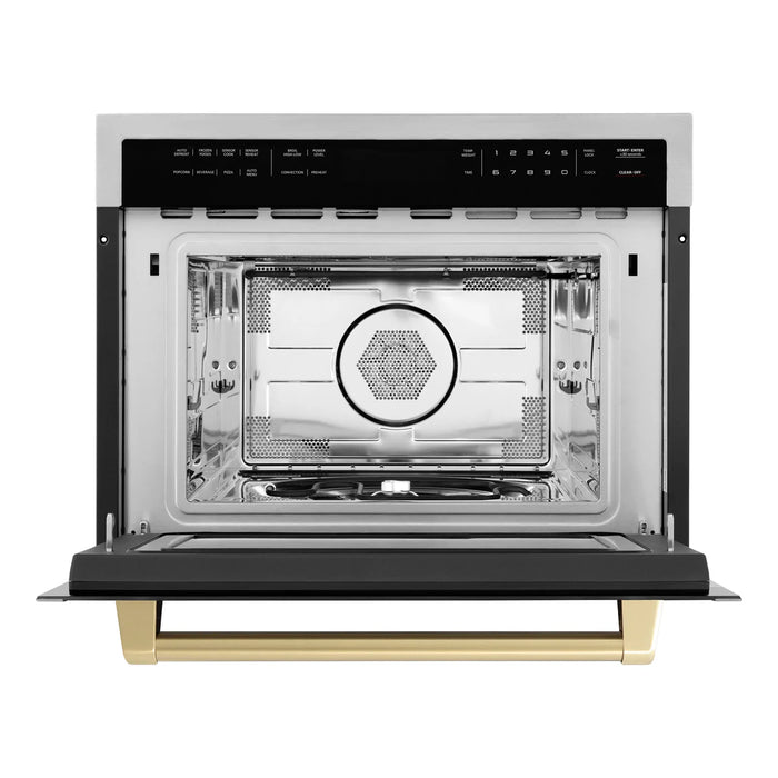 ZLINE MWOZ-24-CB Autograph Edition 24 in Built-In Convection Microwave Oven, 1.6 cu ft, Stainless Steel with Champagne Bronze Accents