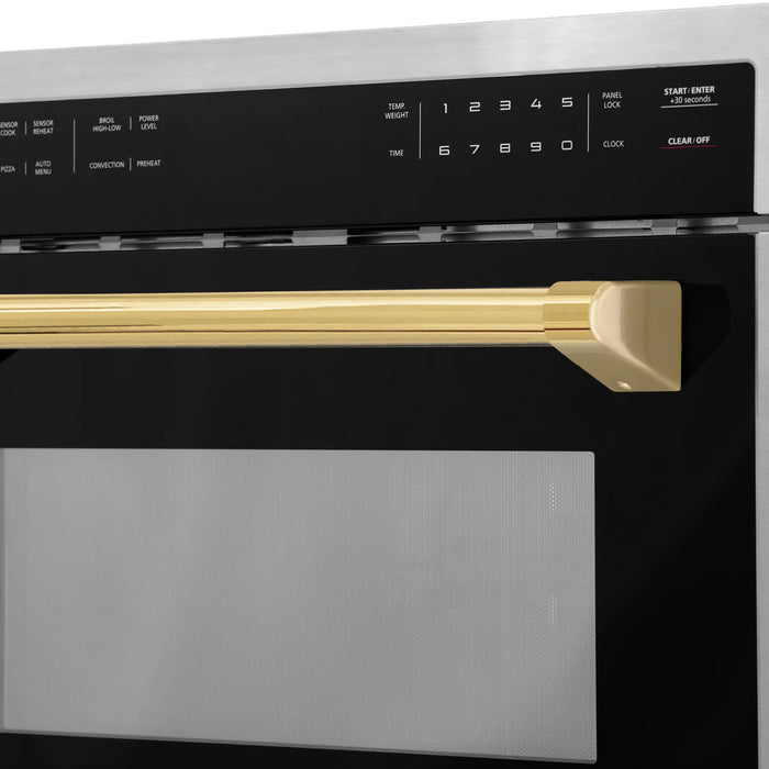 ZLINE MWOZ-24-G Autograph Edition 24 in Built-In Convection Microwave Oven, 1.6 cu ft, Stainless Steel with Polished Gold Accents