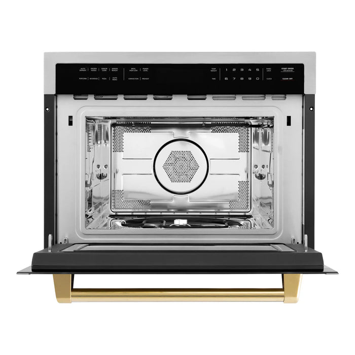 ZLINE MWOZ-24-G Autograph Edition 24 in Built-In Convection Microwave Oven, 1.6 cu ft, Stainless Steel with Polished Gold Accents