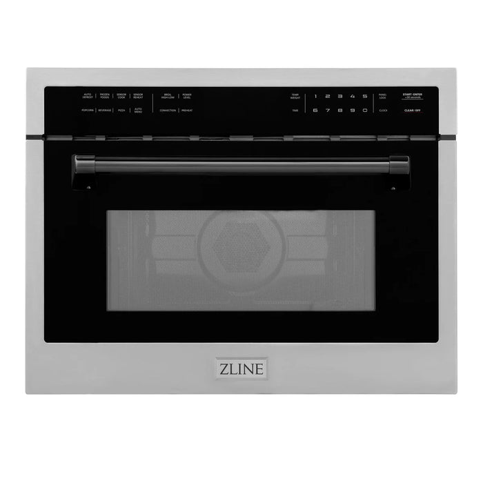 ZLINE MWOZ-24-MB Autograph Edition 24 in Built-In Convection Microwave Oven, 1.6 cu ft, Stainless Steel with Matte Black Accents