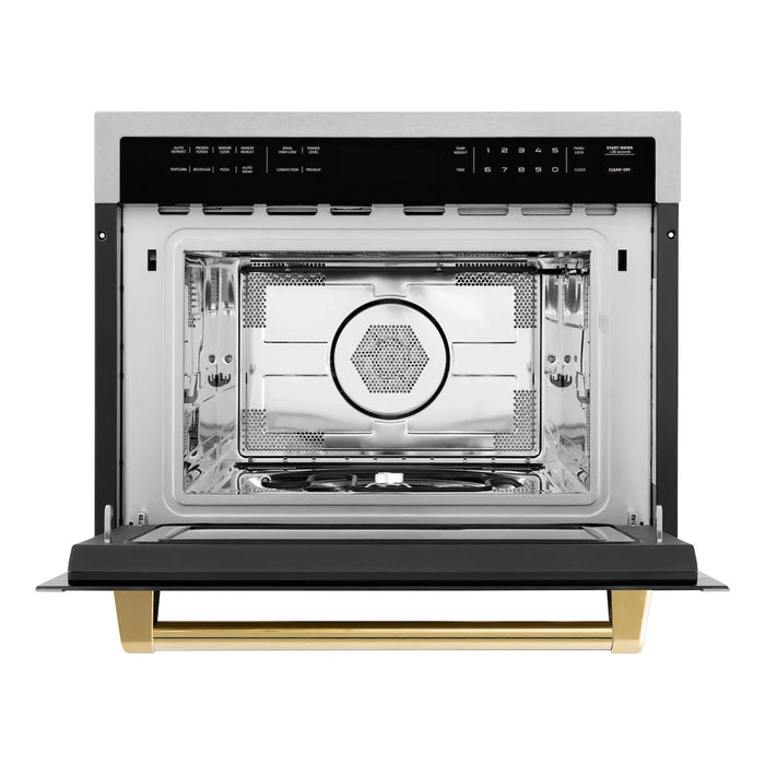 ZLINE MWOZ-24-SS-G Autograph Edition 24 in Built-In Convection Microwave Oven, 1.6 cu ft, Fingerprint Resistant Stainless Steel with Polished Gold Accents