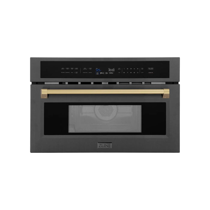 ZLINE MWOZ-30-BS-CB Autograph Edition 30 in Built-In Convection Microwave Oven, 1.6 cu ft, Black Stainless Steel with Champagne Bronze Accents