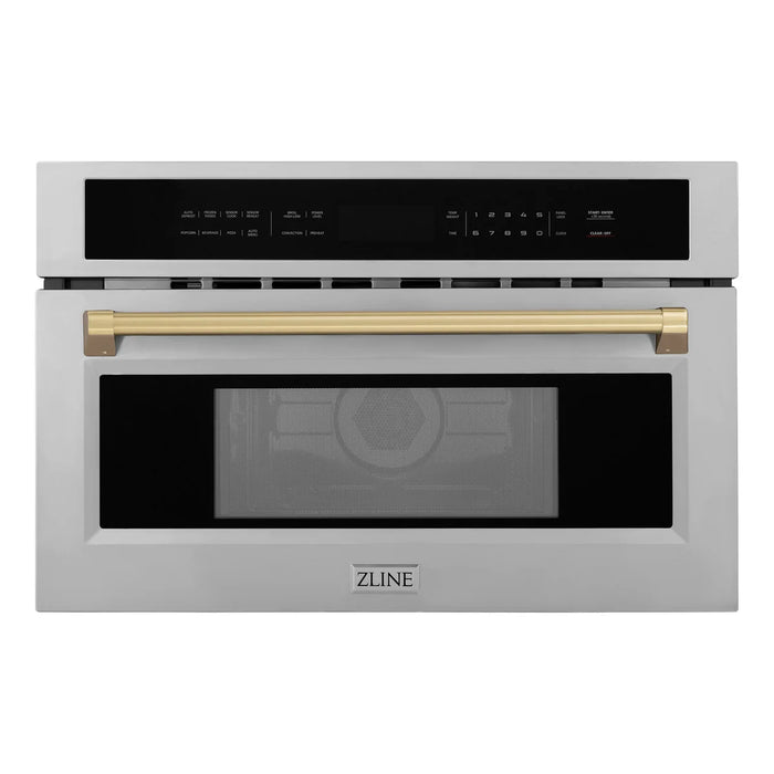 ZLINE MWOZ-30-CB Autograph Edition 30 in Built-In Convection Microwave Oven, 1.6 cu ft, Stainless Steel with Champagne Bronze Accents