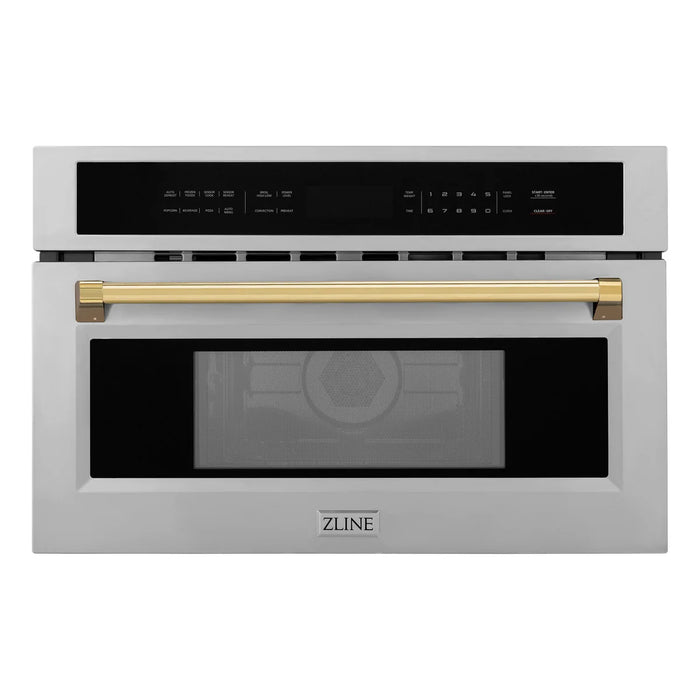 ZLINE MWOZ-30-G Autograph Edition 30 in Built-In Convection Microwave Oven, 1.6 cu ft, Stainless Steel with Polished Gold Accents