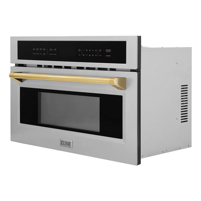 ZLINE MWOZ-30-G Autograph Edition 30 in Built-In Convection Microwave Oven, 1.6 cu ft, Stainless Steel with Polished Gold Accents
