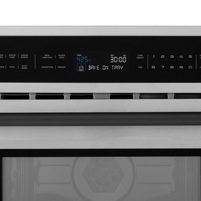 ZLINE MWOZ-30-MB 30 in Built-In Convection Microwave Oven, 1.6 Cu. Ft., Stainless Steel, Matte Black Accents