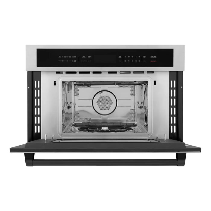 ZLINE MWOZ-30-MB 30 in Built-In Convection Microwave Oven, 1.6 Cu. Ft., Stainless Steel, Matte Black Accents