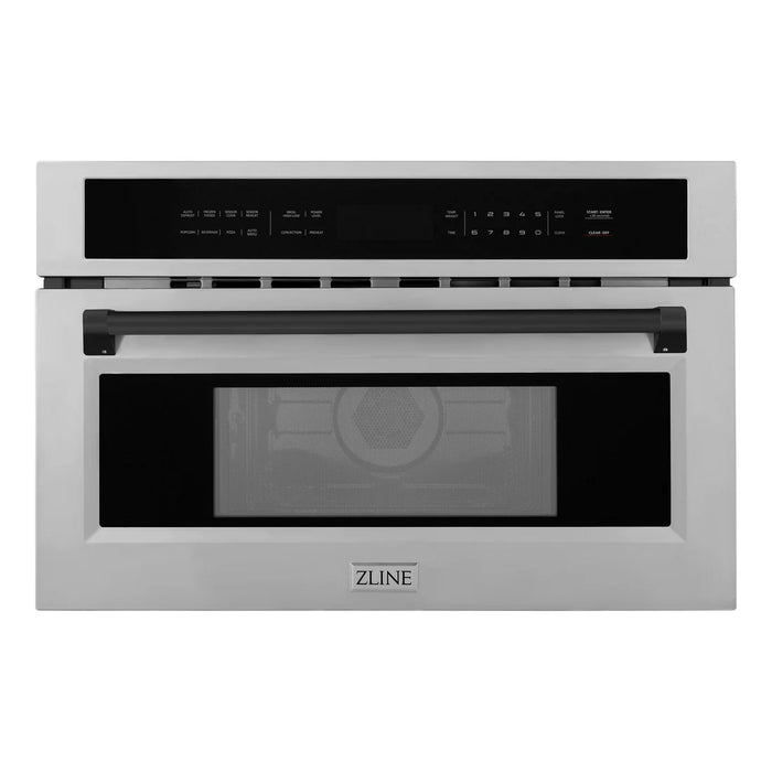 ZLINE MWOZ-30-MB 30 in Built-In Convection Microwave Oven, 1.6 Cu. Ft., Stainless Steel, Matte Black Accents