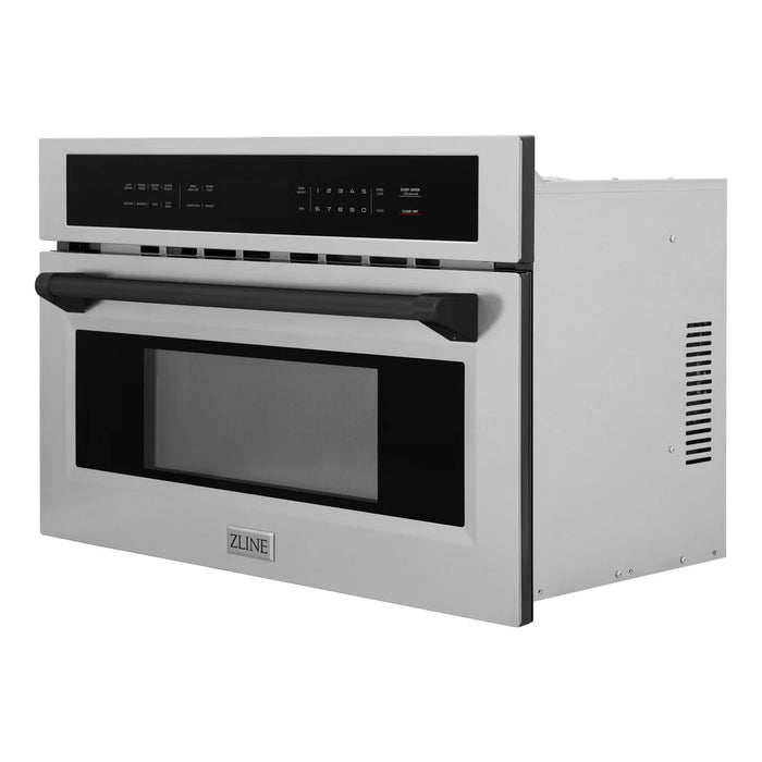 ZLINE MWOZ-30-MB 30 in Built-In Convection Microwave Oven, 1.6 Cu. Ft., Stainless Steel, Matte Black Accents