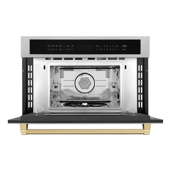 ZLINE MWOZ-30-SS-CB 30 in Built-In Convection Microwave Oven, 1.6 Cu. Ft., Satin Stainless Steel, Champagne Bronze Accents