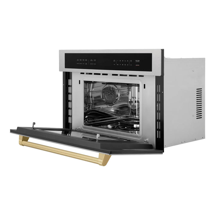 ZLINE MWOZ-30-SS-CB 30 in Built-In Convection Microwave Oven, 1.6 Cu. Ft., Satin Stainless Steel, Champagne Bronze Accents