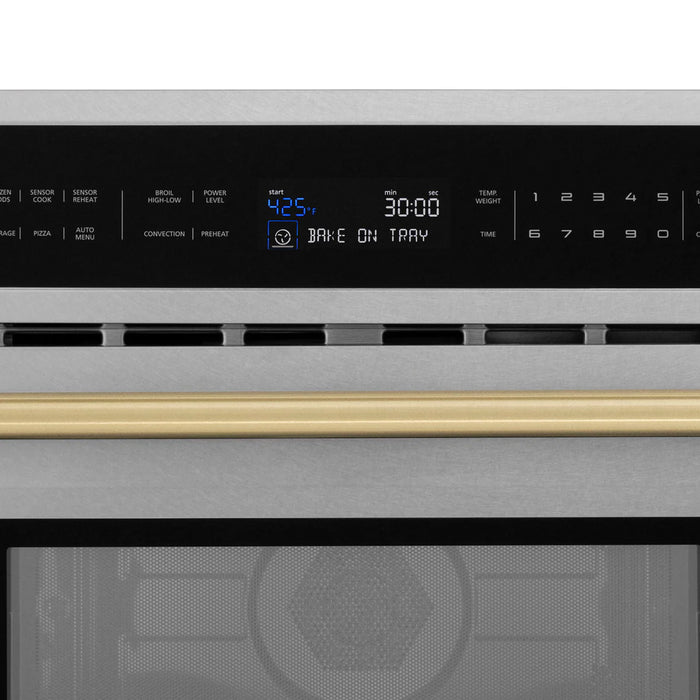 ZLINE MWOZ-30-SS-CB 30 in Built-In Convection Microwave Oven, 1.6 Cu. Ft., Satin Stainless Steel, Champagne Bronze Accents