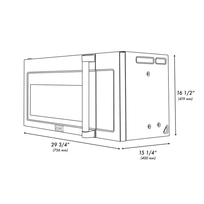 ZLINE MWO-OTRCFH-30-SS 30 in. Over-the-Range Microwave, 1.5 Cu. Ft., Fingerprint Resistant Stainless Steel