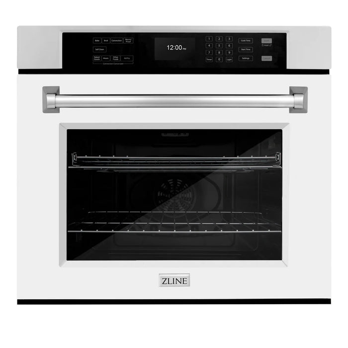 ZLINE WASS-WM-30 30 in Single Electric Wall Oven, 5.0 cu ft, White Matte with Stainless Steel Accents, Convection Cooking