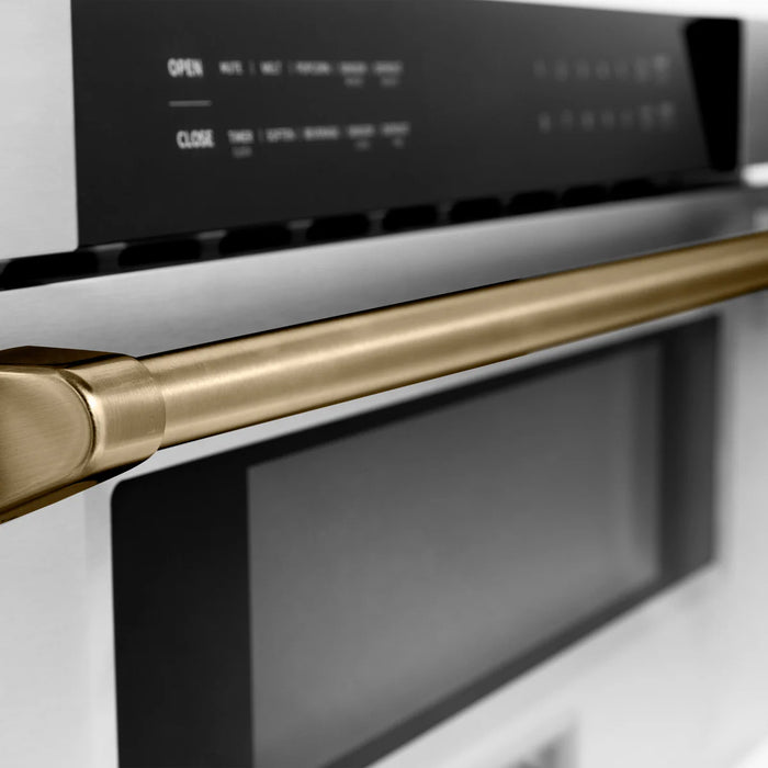 ZLINE MWDZ-30-CB 30 in Built-In Microwave Drawer, 1.2 Cu. Ft., Stainless Steel, Champagne Bronze Accents