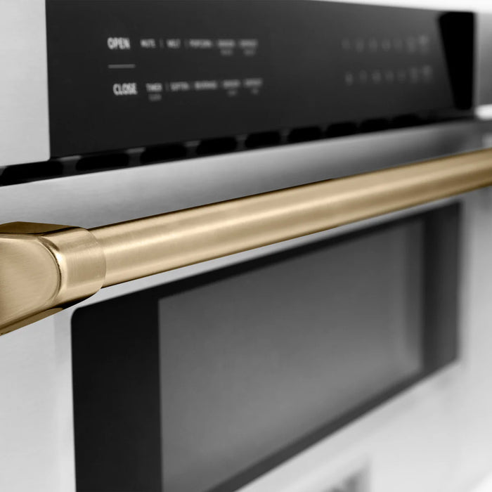 ZLINE MWDZ-30-G 30 in Built-In Microwave Drawer, 1.2 Cu. Ft., Stainless Steel, Polished Gold Accents
