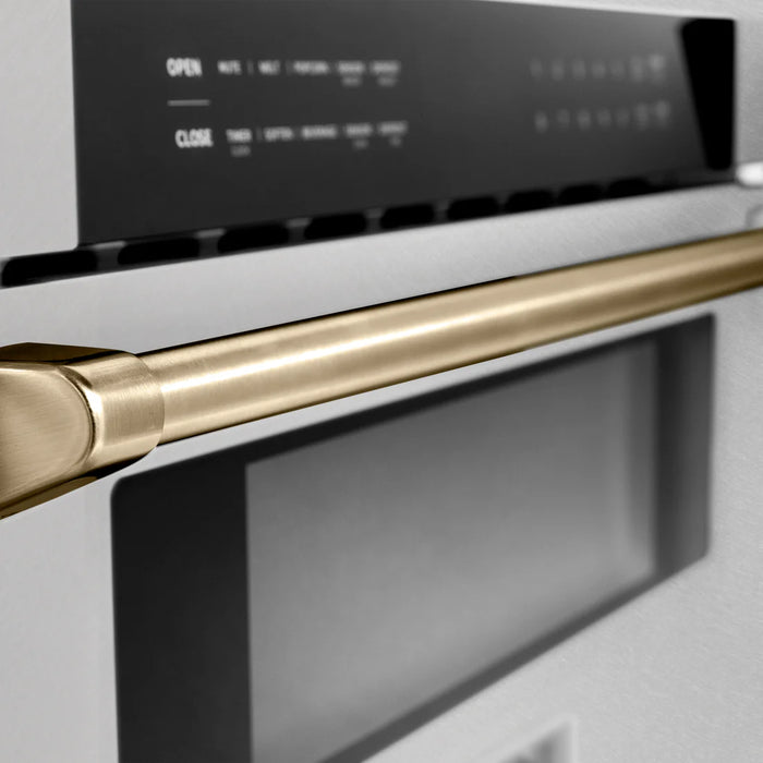ZLINE MWDZ-30-SS-CB 30 in Built-In Microwave Drawer, 1.2 Cu. Ft., Fingerprint Resistant Stainless Steel, Champagne Bronze Accents
